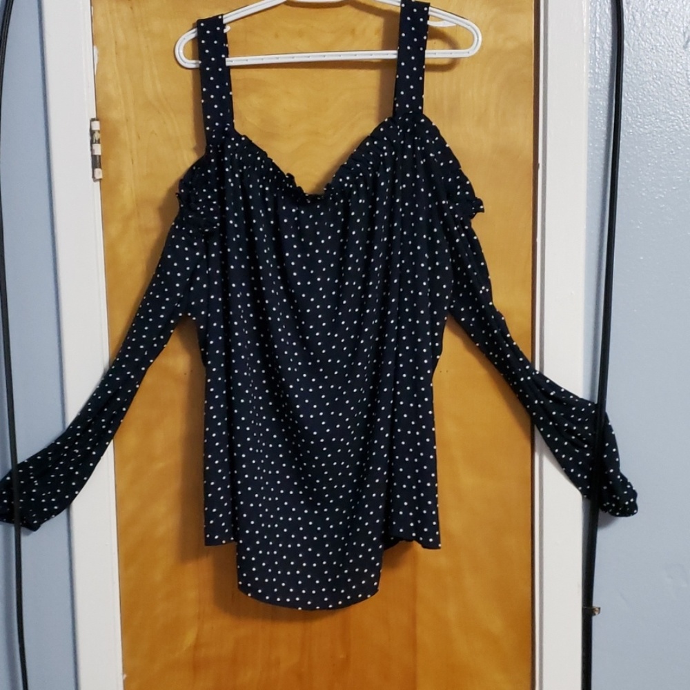 Navy Polka Dotted Blouse